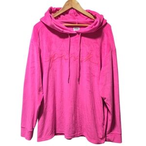 Pink Velour Hooded Sweater